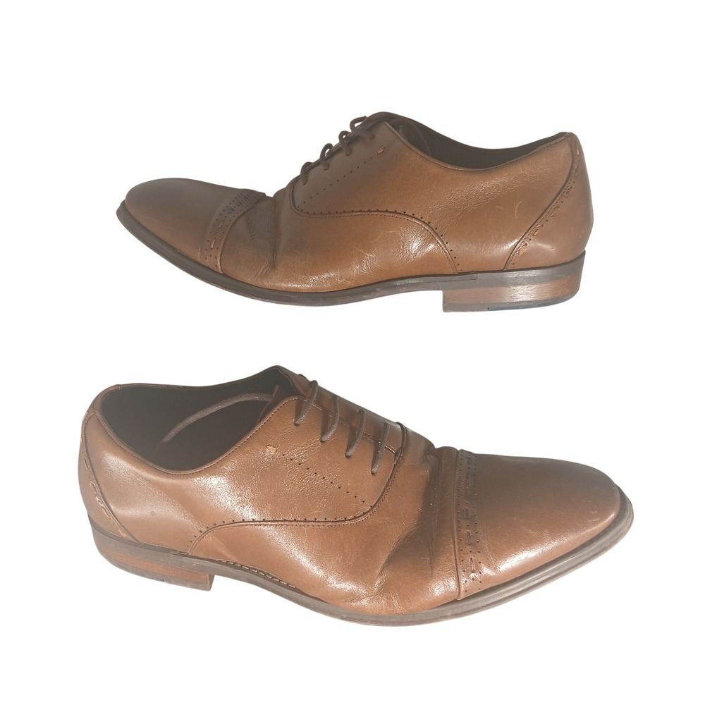 Stacy‎ Adams Mens Cap Toe Oxford Dress Shoes Brown Leather Lace Up Size 10M